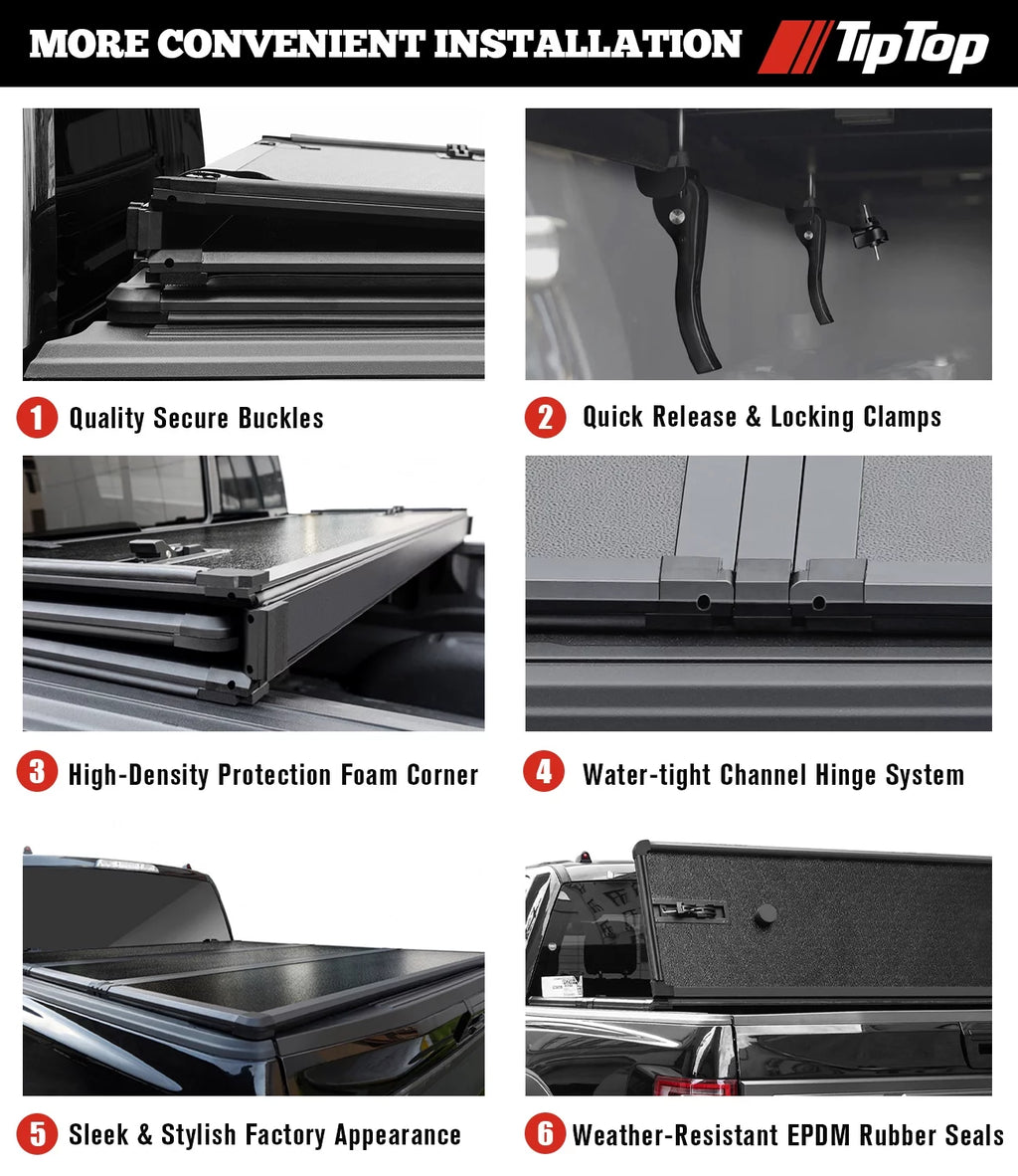 Tri-Fold Hard Tonneau Cover Truck Bed FRP 6'4" Box P8516