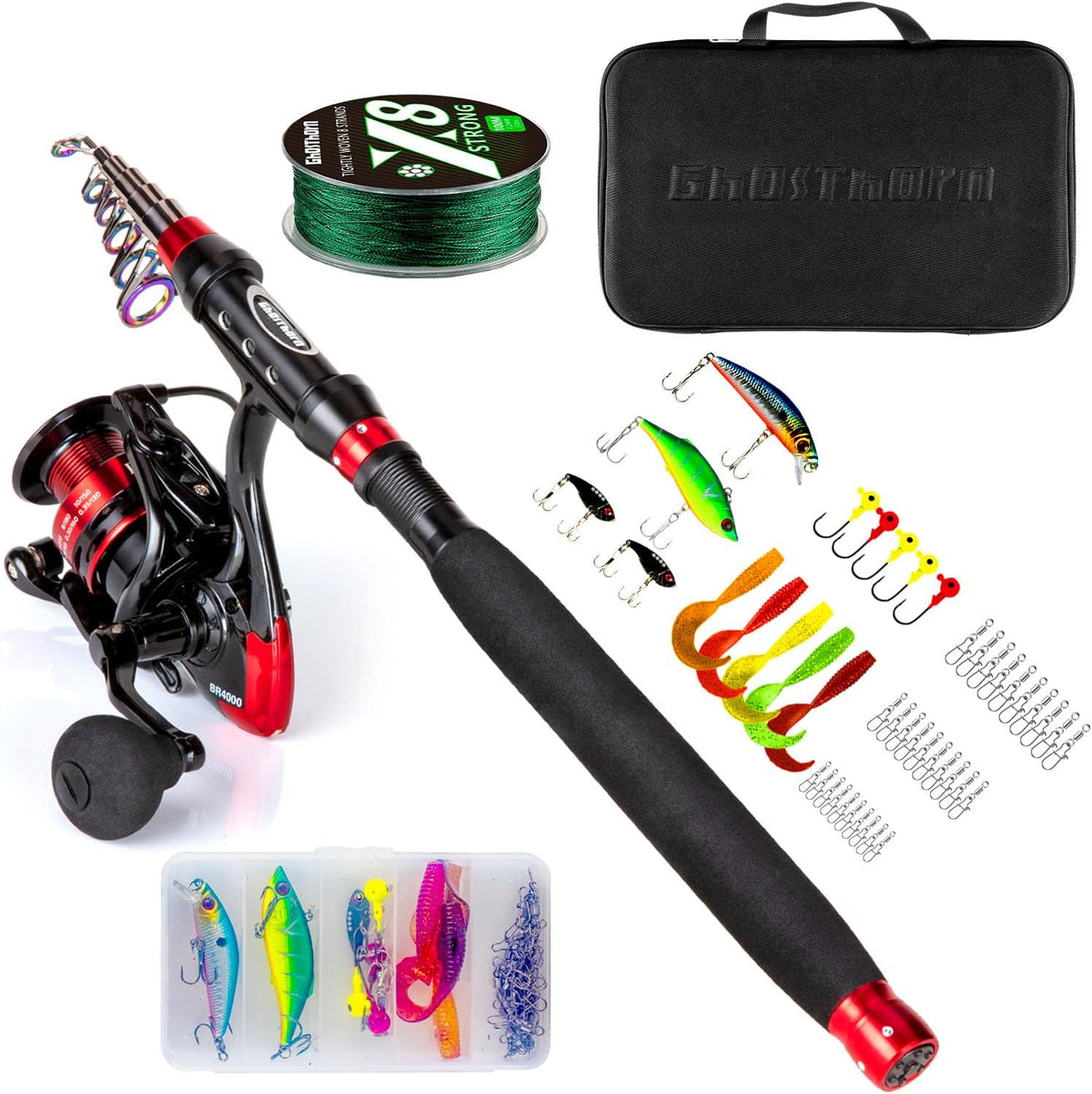 Telescopic Fishing Rod and Reel Combo with Carrier Case Bag G197