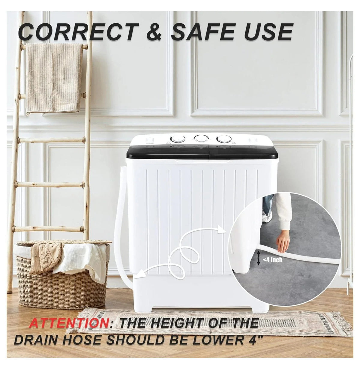Portable 20lbs Washer and Dryer Combo Black U488509