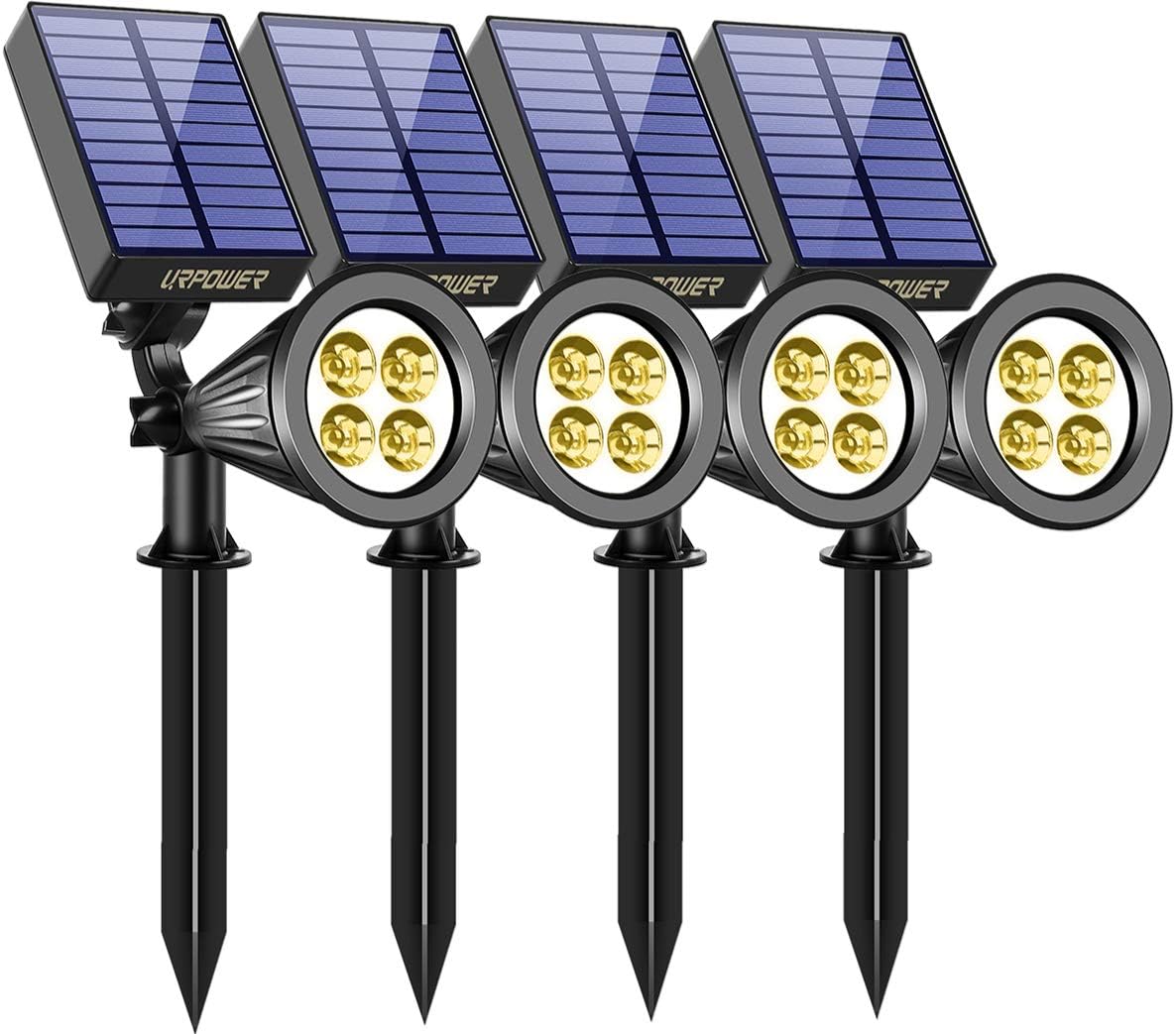 4Pack Cool White Waterproof Adjustable Solar Spotlights S92605