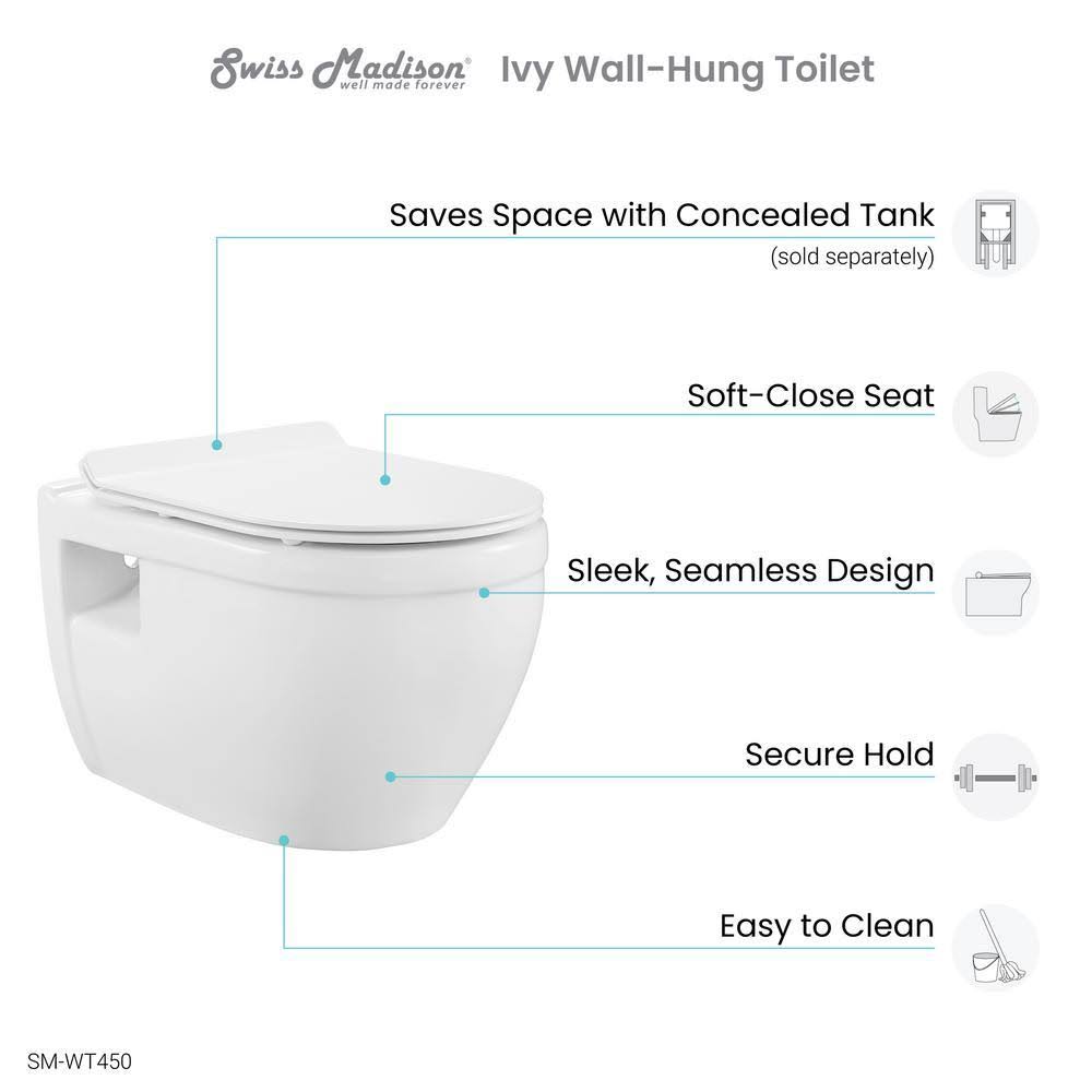 Glossy White Wall Hung Toilet T194
