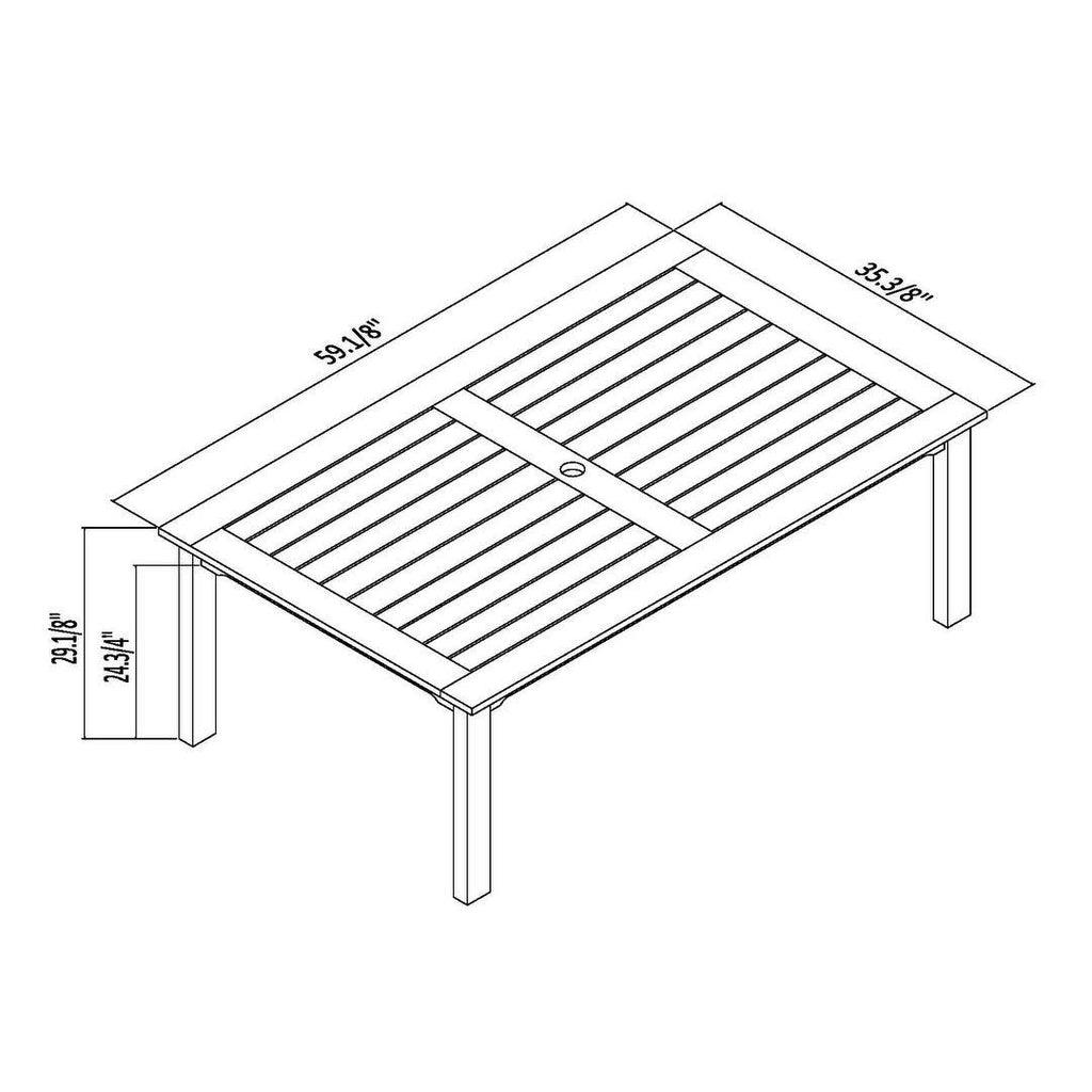 3 Piece Eucalyptus Rectangular Patio Dining Set R45241