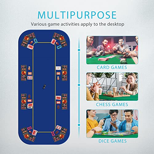 79 x 36 Inch Foldable 8-Player Poker Tabletop with Cup Holders and Carrying Bag U673555