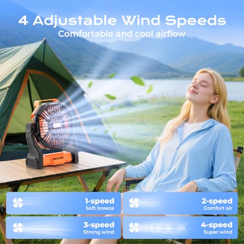 Portable Camping Fan with LED Lantern G84286
