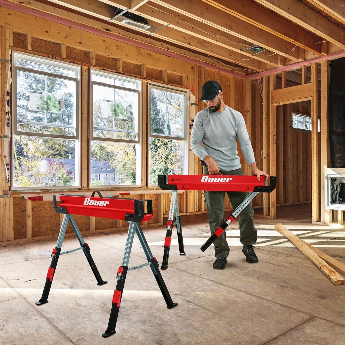32 in. Steel Adjustable Sawhorse, 1300 lb. Capacity L84455