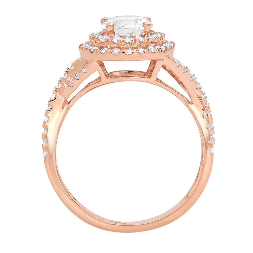 18K Rose Gold Halo Engagement Ring J9724