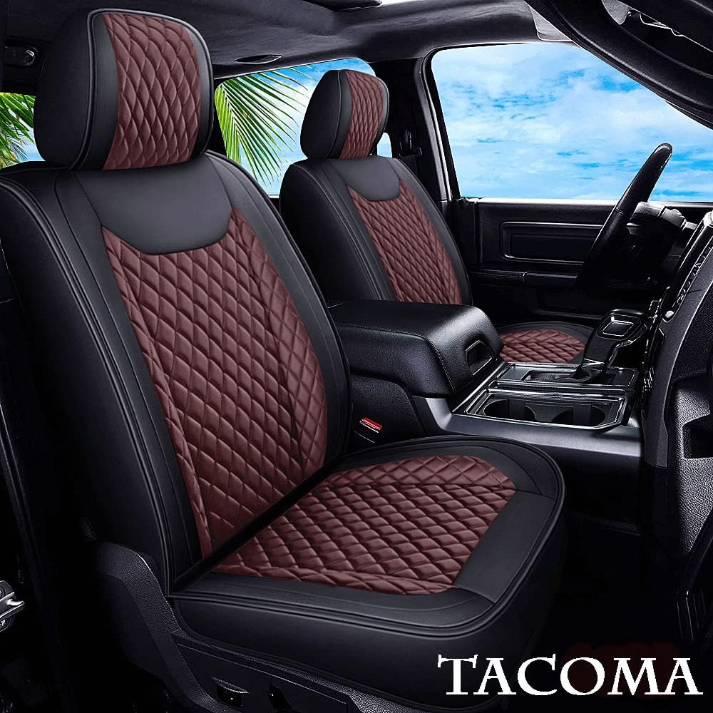 Coffee Waterproof Faux Leather Full Set Seat Covers I82757