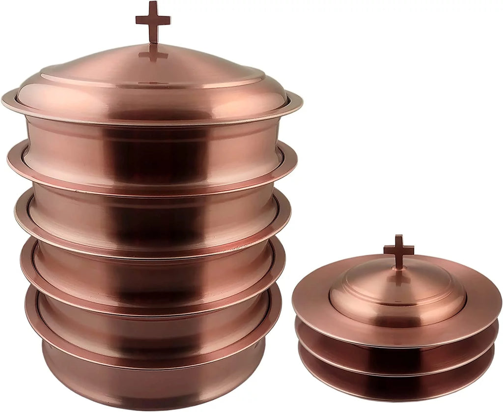 5 Holy Wine Serving Trays and 3 Stacking Bread Plates Stainless Steel B163