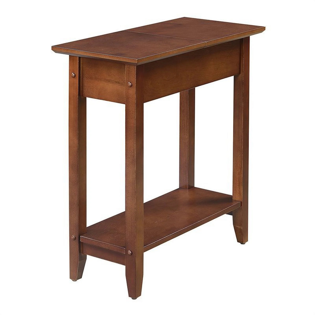 Flip Top End Table Mahogany Wood Finish O8762