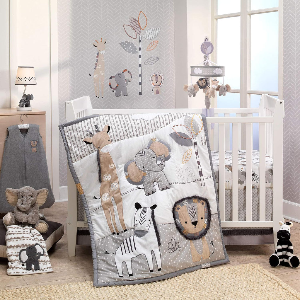 Jungle Safari Musical Baby Crib Mobile, Gray, Beige, White, Animals Pack of 2 Q39721