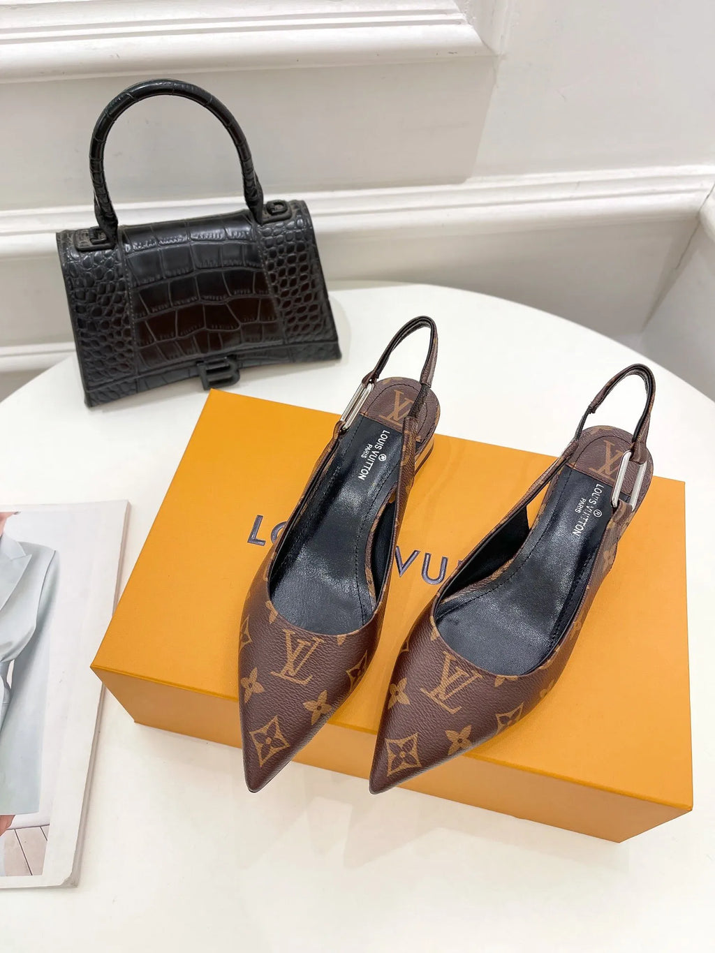 Brown Magnetic Slingback Pump Y80175