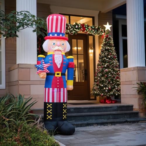 8.2FT Tall Christmas Inflatable Uncle Sam Nutcracker Built-in 3 LED Lights N598198