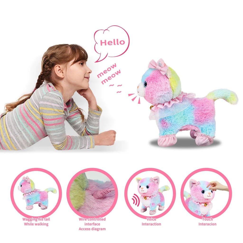 Interactive Plush Pet Cat with Remote Control Leash W3035