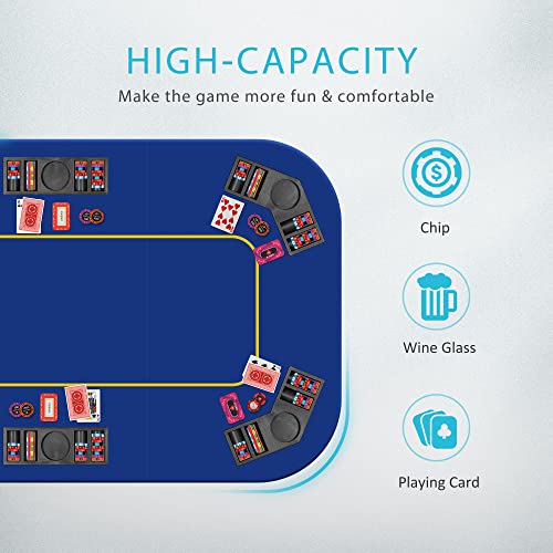 79 x 36 Inch Foldable 8-Player Poker Tabletop with Cup Holders and Carrying Bag U673555