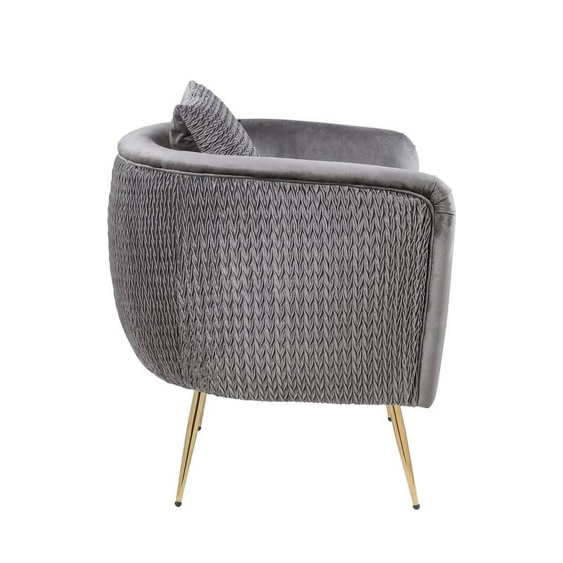 Blush Pink Velvet Barrel Accent Chair with Metal Legs G356