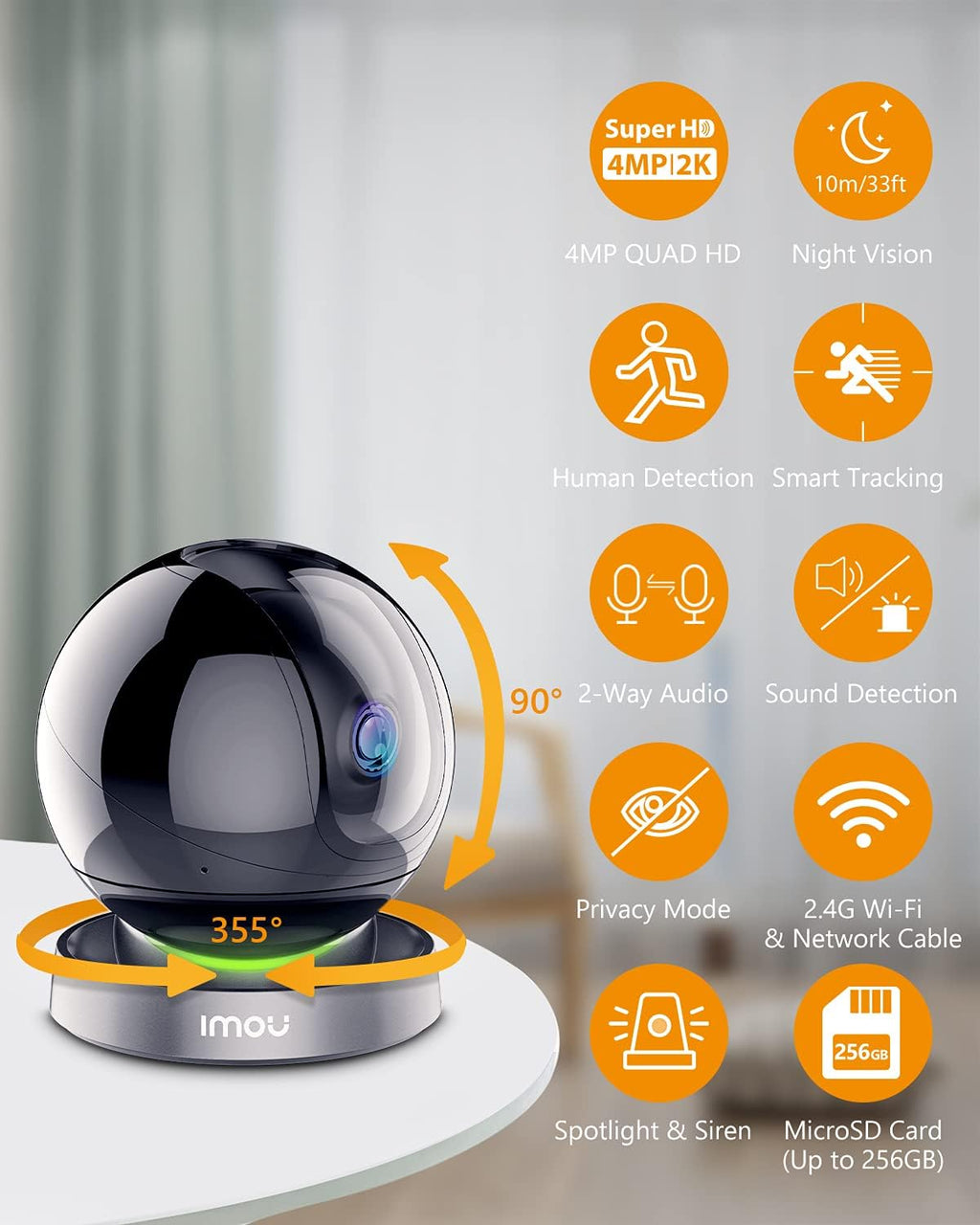 4MP Indoor Pan/Tilt WiFi Camera with Night Vision W362