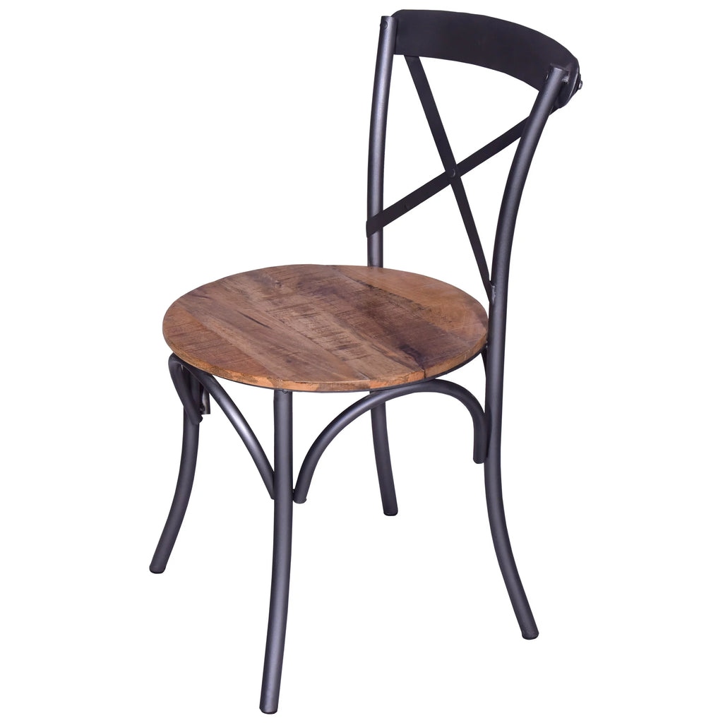 19 Inch Industrial Dining Accent Chair with Mango Wood Seat V177256
