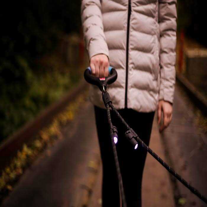 Gel Handle Rope Dog Leash with Lights Q863