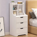 White 3 Drawer Nightstand with Storage Shelf S15475