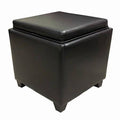 Brown Leatherette Wooden Frame Storage Ottoman X2952