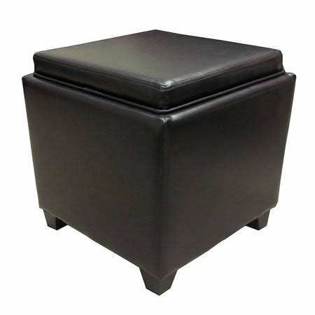 Brown Leatherette Wooden Frame Storage Ottoman X2952
