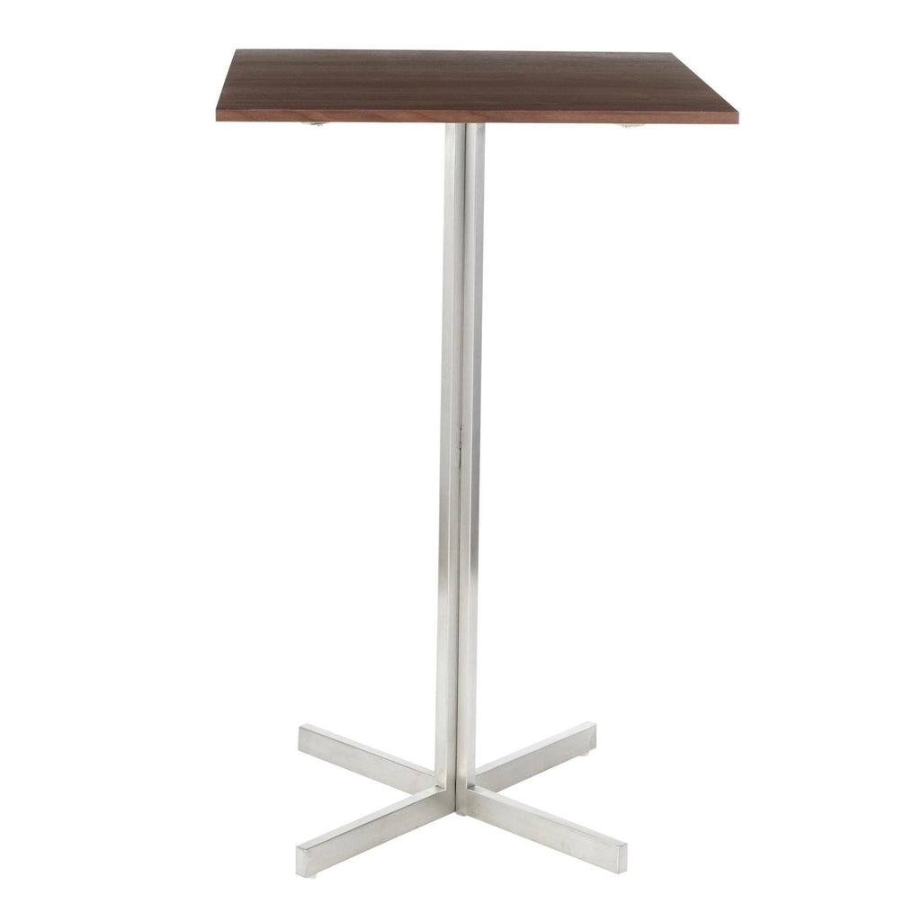 Square Bar Table Stainless Steel Clear Glass Top X18015