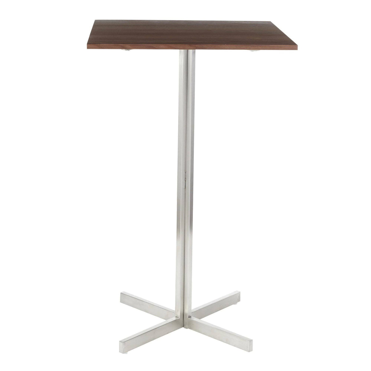 Square Bar Table Stainless Steel Clear Glass Top X18015