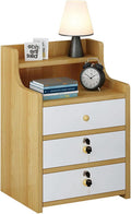 3 Drawers Wooden End Table with Lock Cabinet Pack of 2 C90955