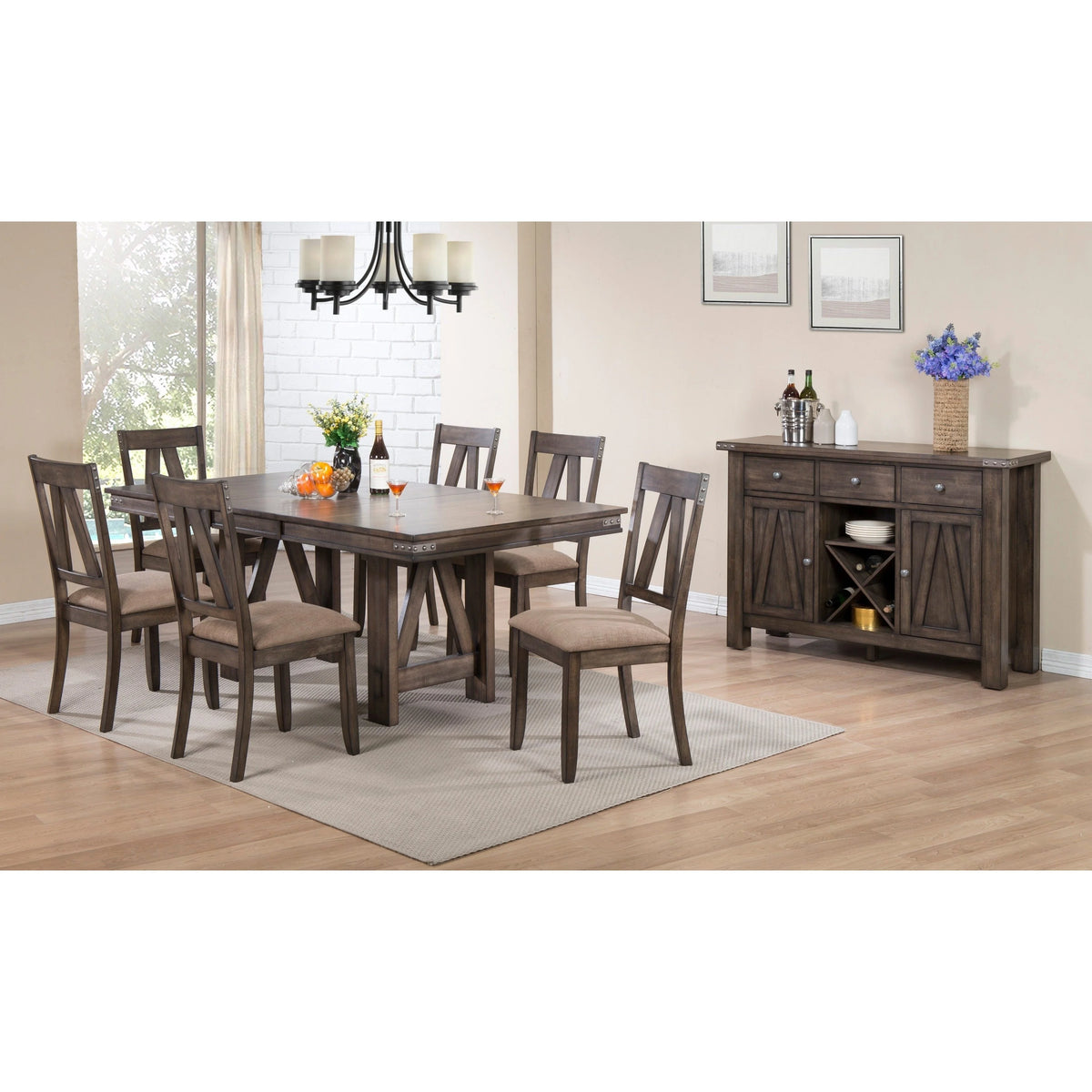 Brown Wood Dining Side Chairs Set of 2 F89024