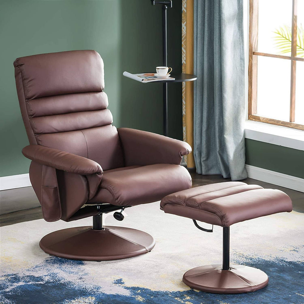 Saddle Swivel Massage Recliner Chair with Ottoman K759940