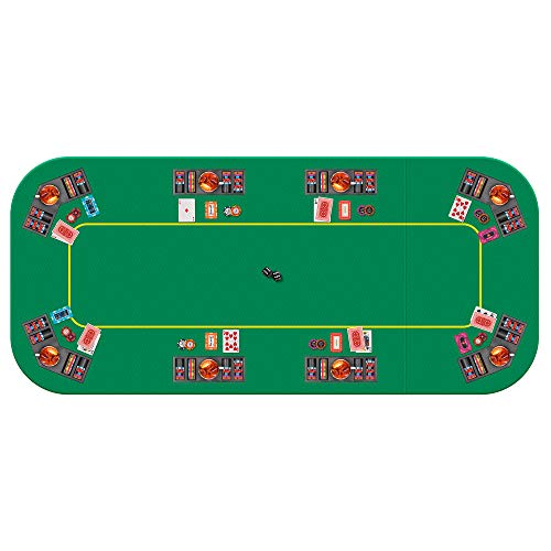 79 x 36 Inch Foldable 8-Player Poker Tabletop with Cup Holders and Carrying Bag U673555