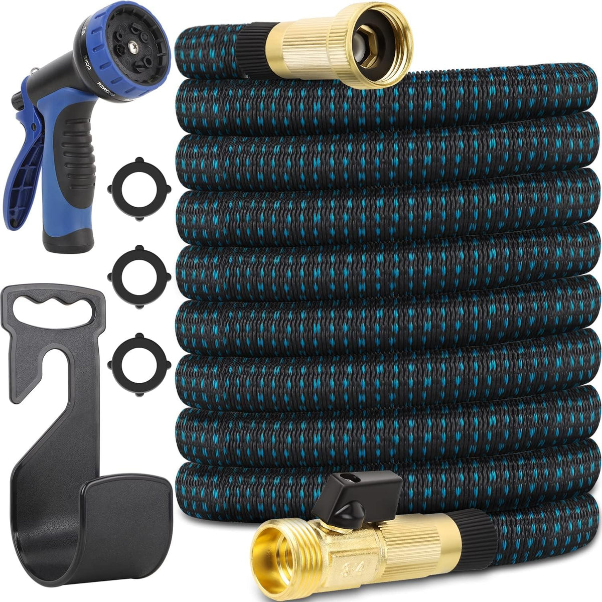 200 ft Expandable Garden Hose with Brass Fittings and Spray Nozzle G5561