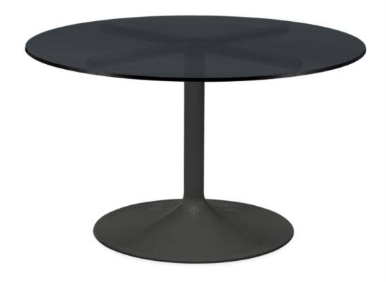 Smoke Tempered Glass Round Table with Graphite Base Y686
