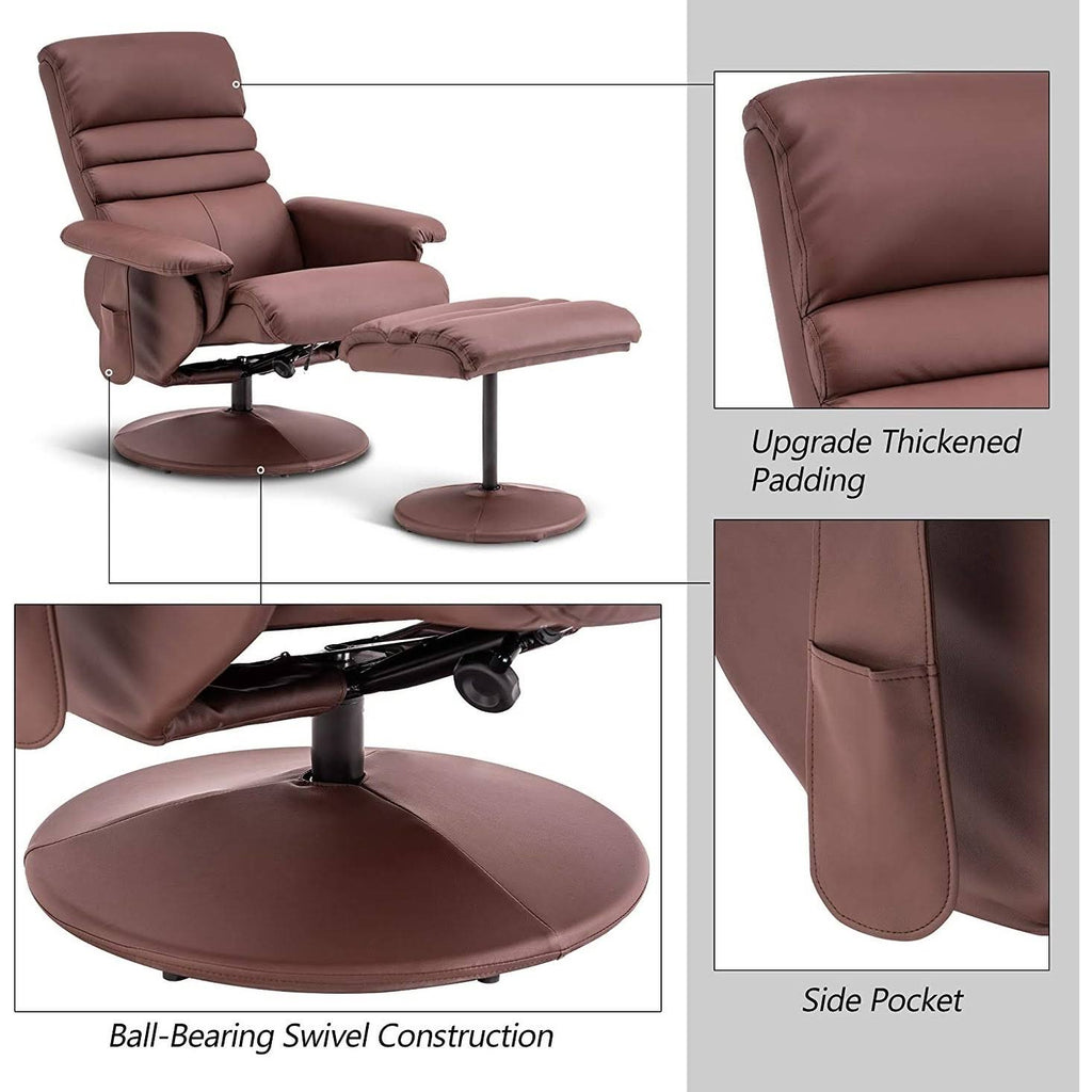 Saddle Swivel Massage Recliner Chair with Ottoman K759940