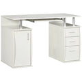 47" White Computer Desk with Keyboard Tray and Storage Drawers K65593