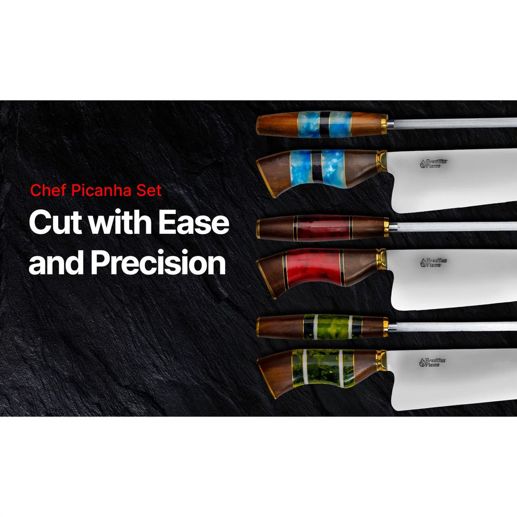 10-inch Stainless Steel Knife Set with Sharpener in Red F8983
