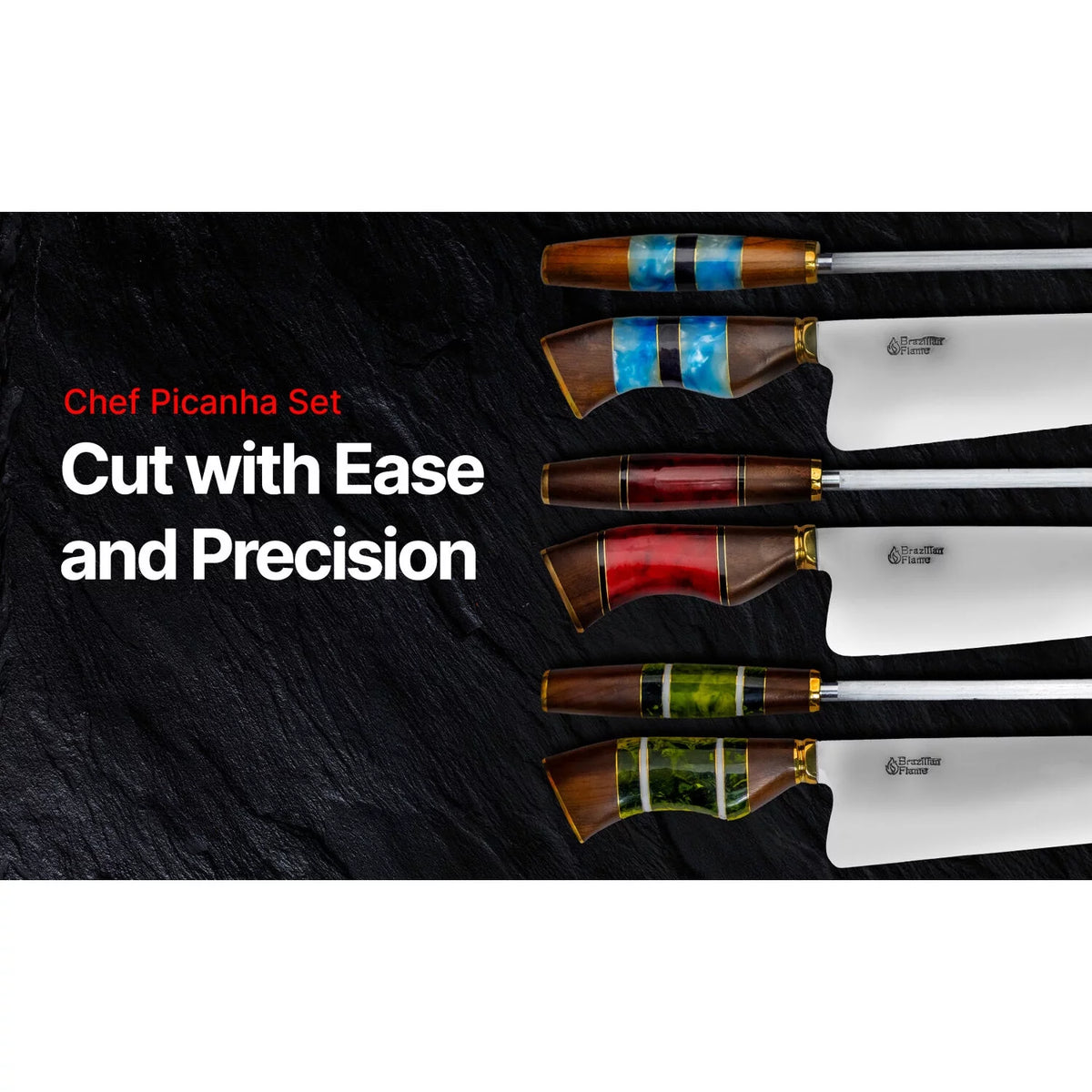 10-inch Stainless Steel Knife Set with Sharpener in Red F8983