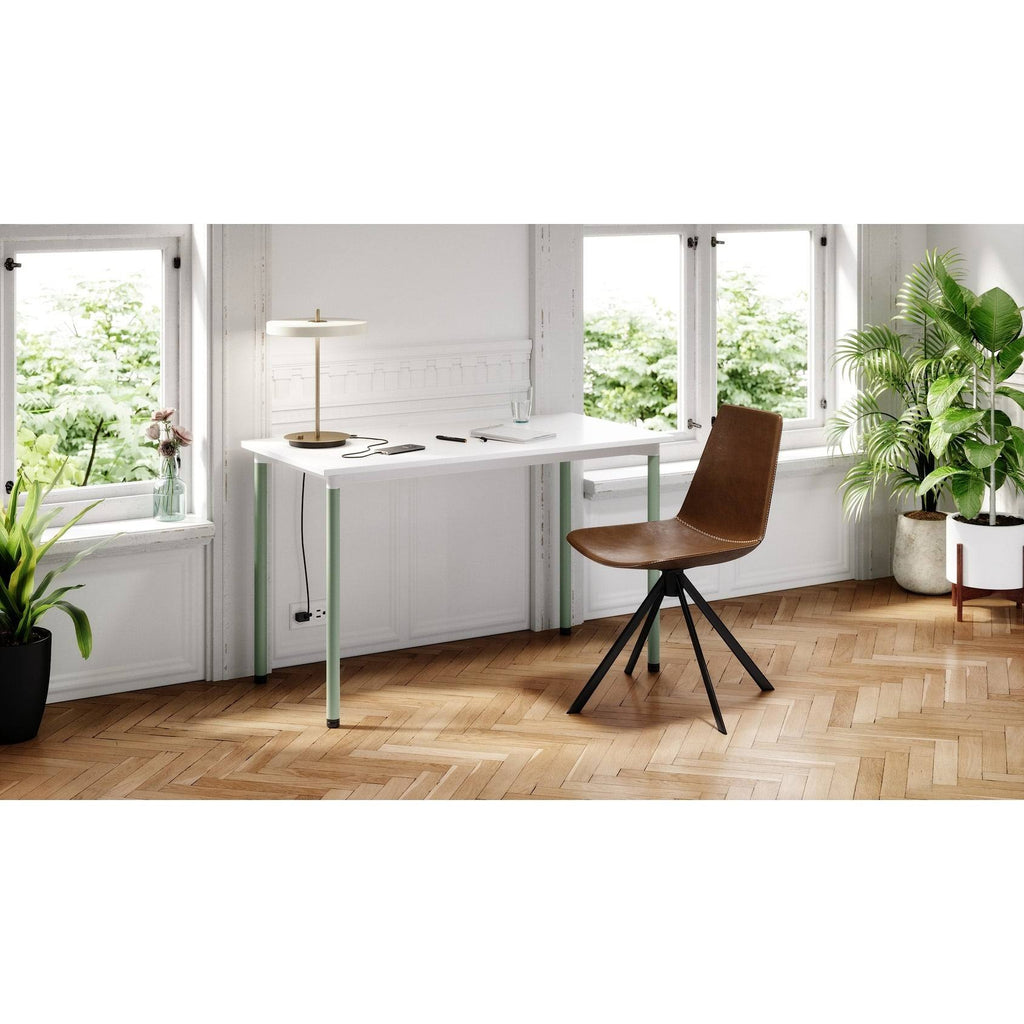 White Office Desk with Casters Plywood I5650
