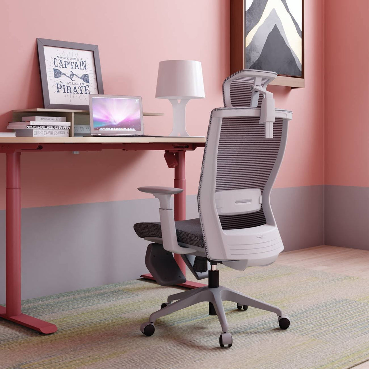 Gray Ergonomic Chair with Footrest L381914