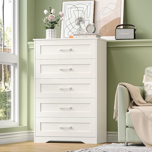 White 5 Drawer Wood Dresser Y48036