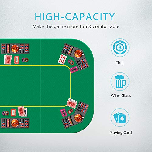 79 x 36 Inch Foldable 8-Player Poker Tabletop with Cup Holders and Carrying Bag U673555