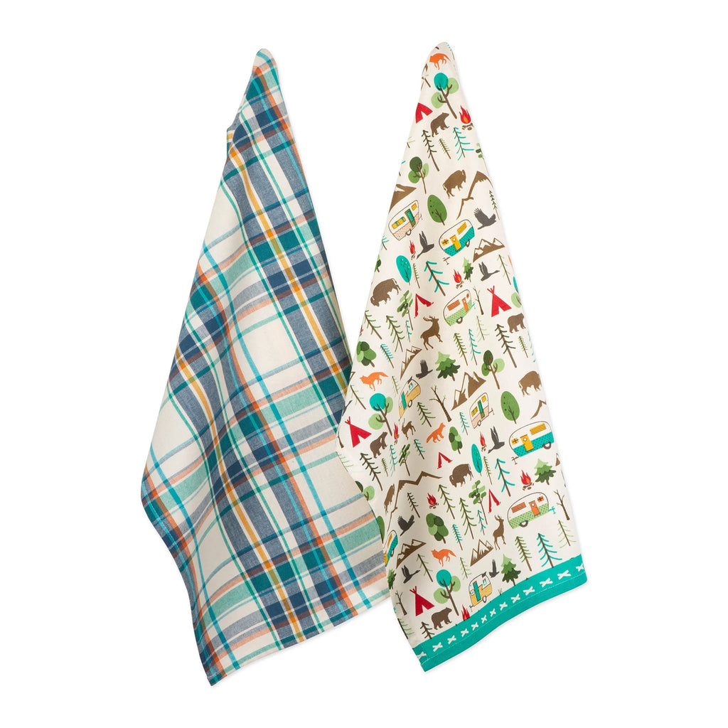 Blue and White Rectangular Dishtowels Set of 2 D2631
