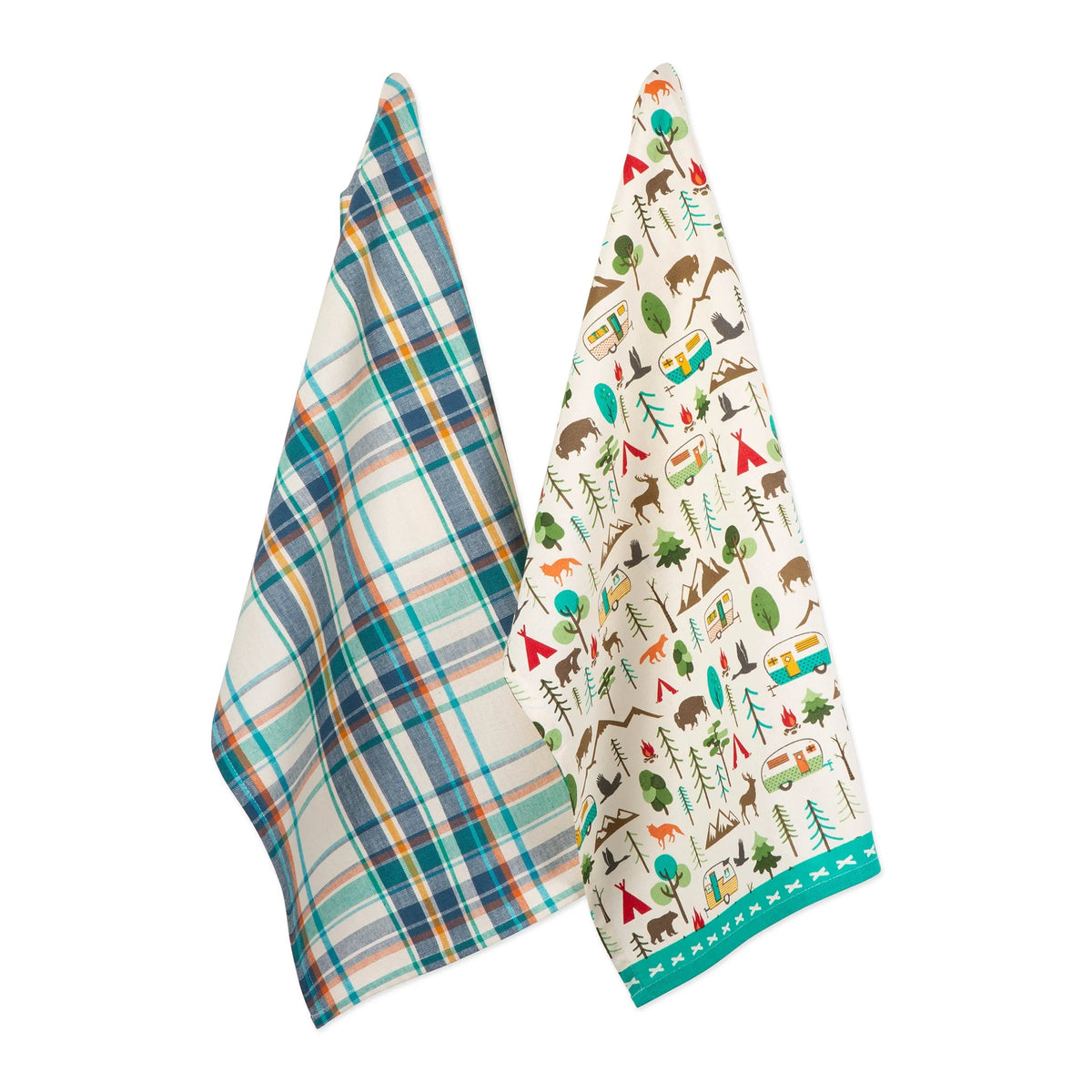 Blue and White Rectangular Dishtowels Set of 2 D2631