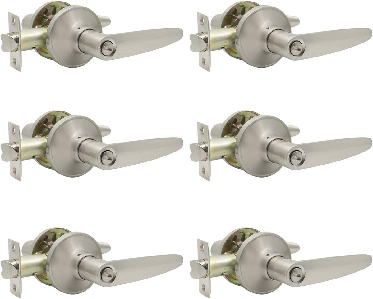6 Pack Keyless Privacy Door Lever Lock Satin Nickel E758152