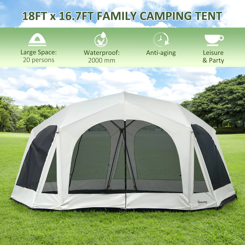 20 Person Camping Tent with 2 Doors and Screen Room M1965