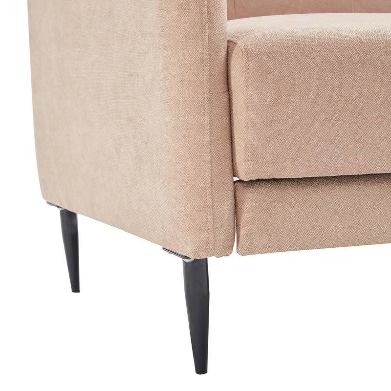 Beige Linen Fabric Folding Futon Sofa Bed with Metal Leg M411620