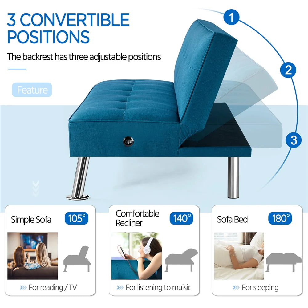 Blue Convertible Futon E128711