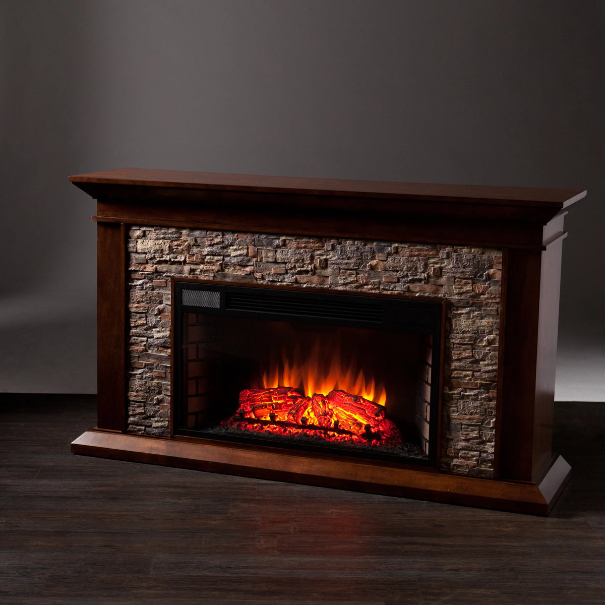 Simulated Stone Electric Fireplace 60 x 35.5 Freestanding V56120