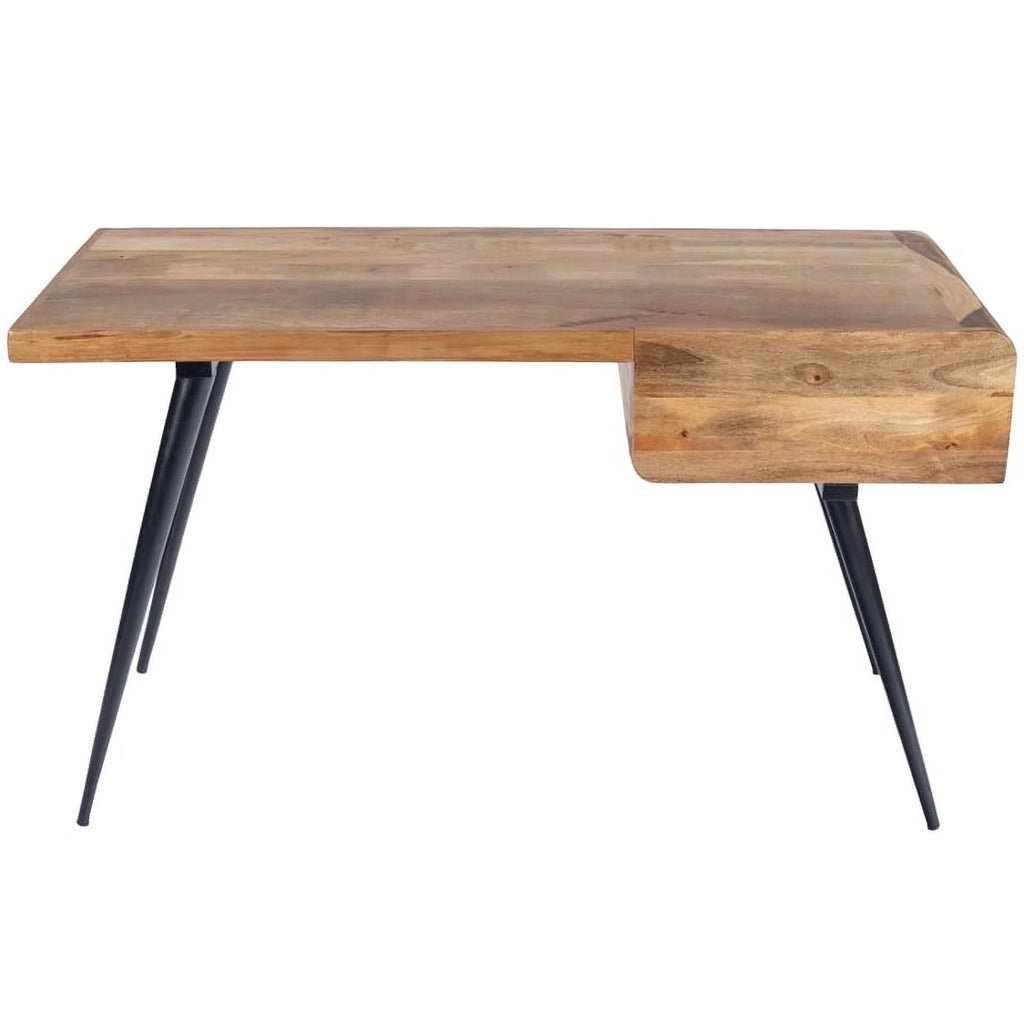 Rustic Industrial Natural Wood and Metal Desk in Brown Y297