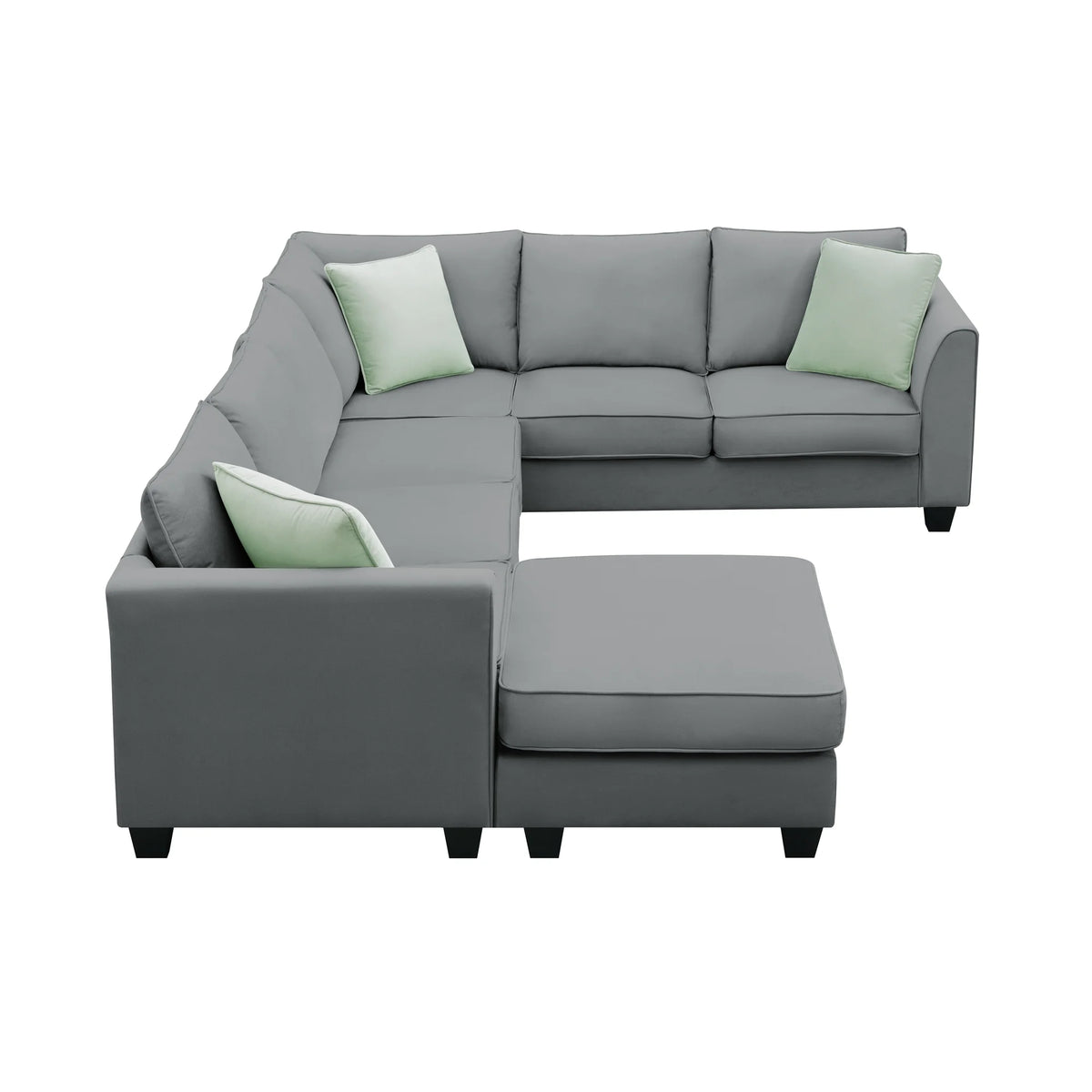 7 Seats L Shape Fabric Sectional Sofa with Ottoman Q726752